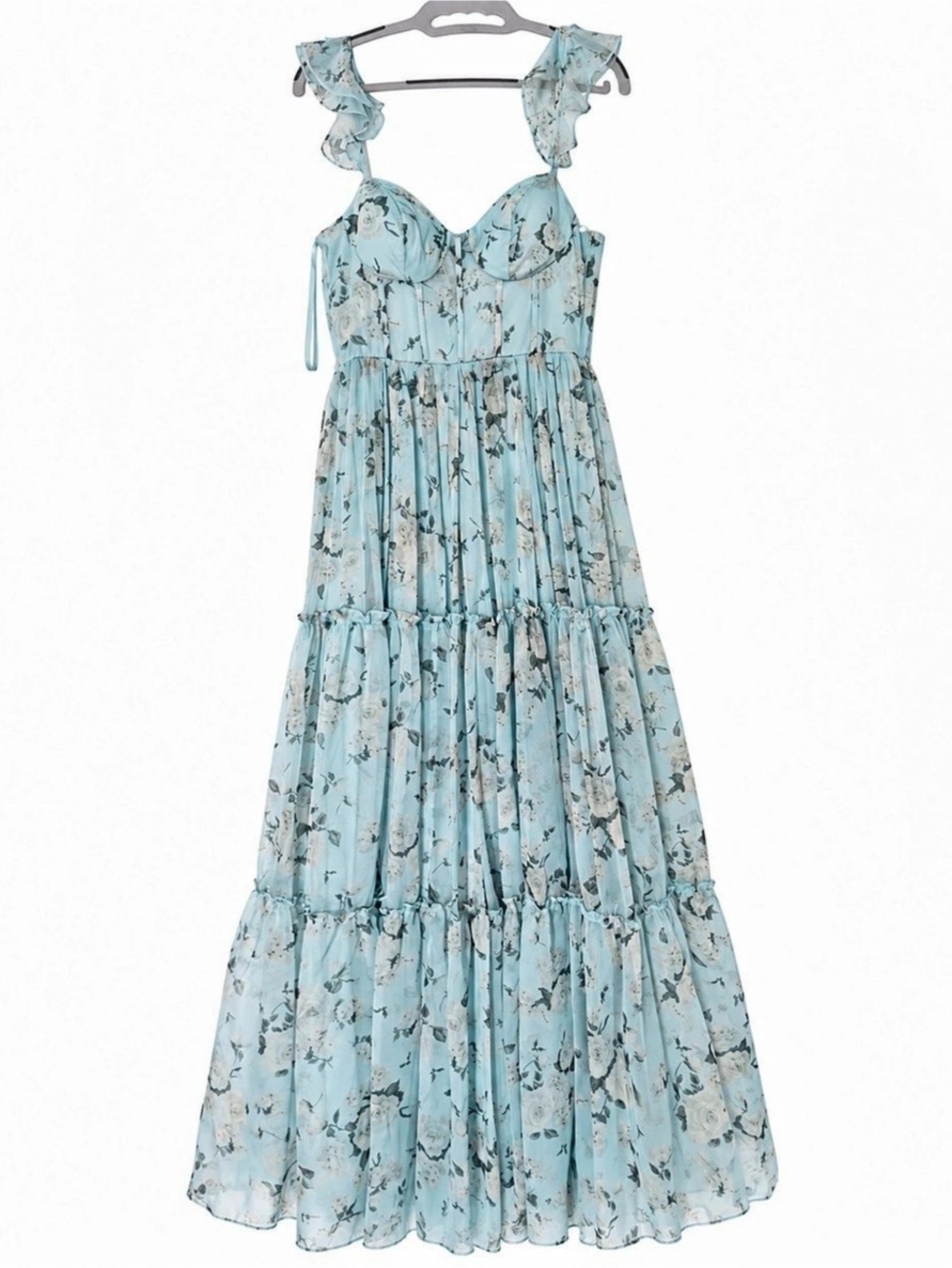 B. DARLIN Floral Maxi Dress in Blue Size 0 Like New